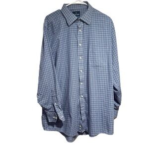 Stafford Blue and Red Casual Button Down Shirt with Classic Gingham Pattern